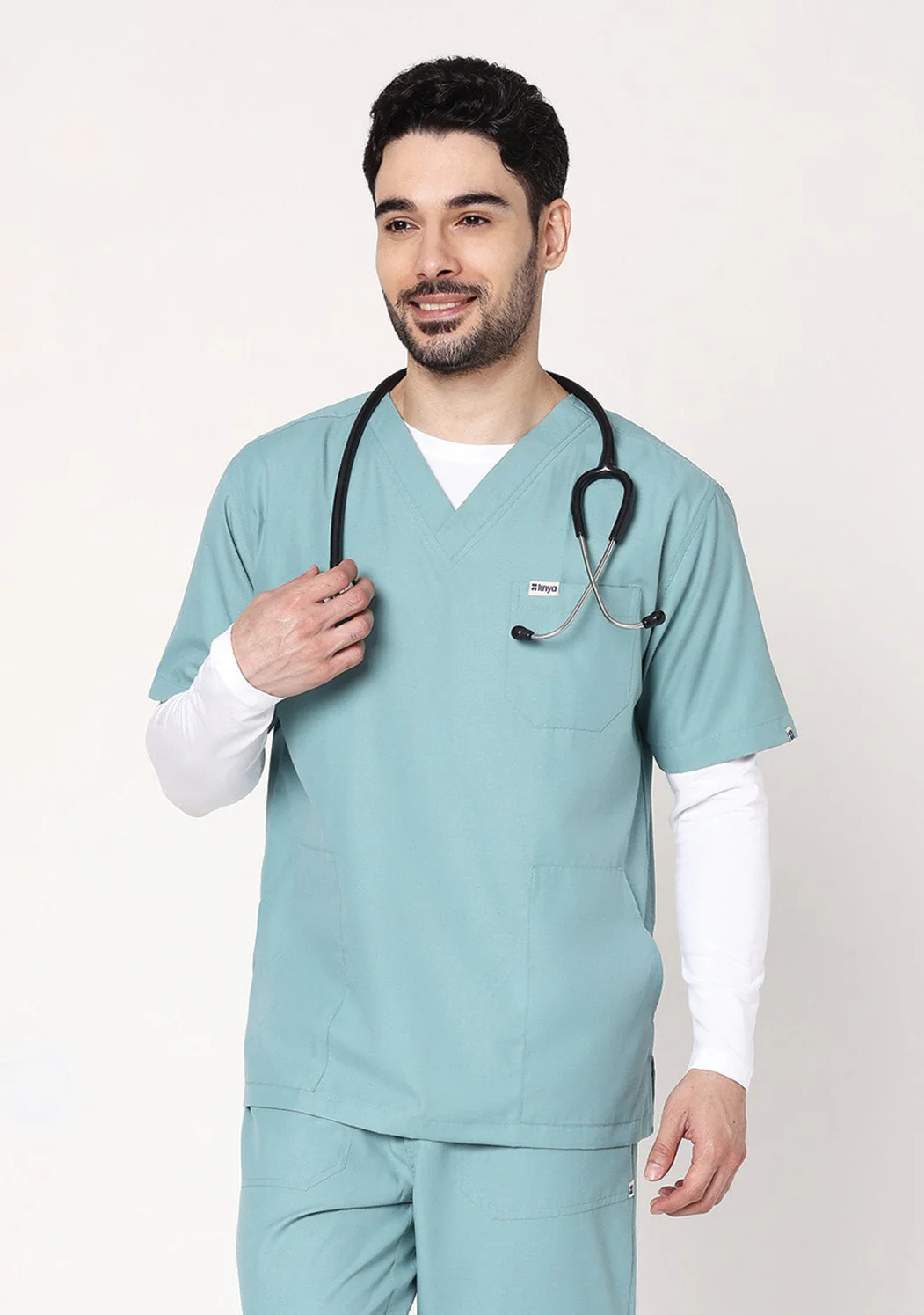 Classic Men's 3-Pocket (Eucalyptus) Scrub Top