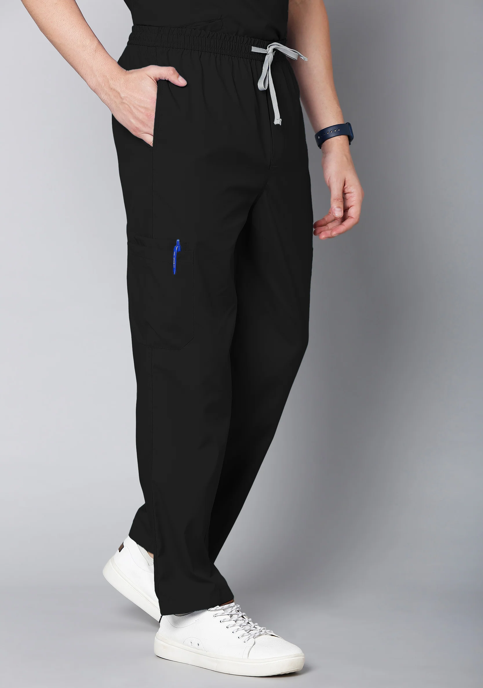 Classic Men's 10 Pocket (Black) Scrub - Image 3