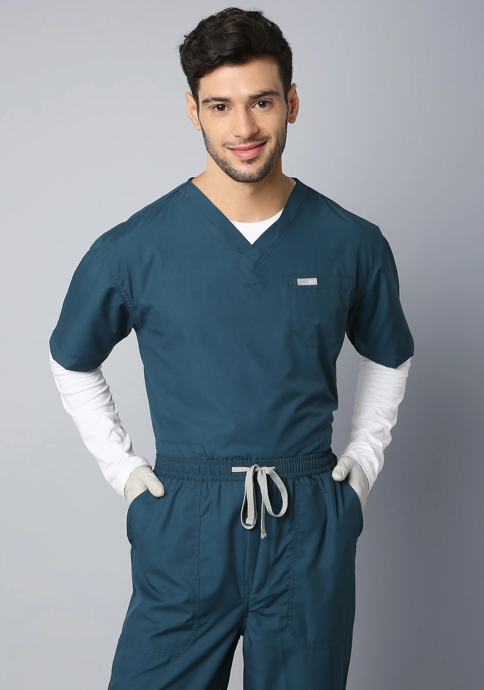 Classic Men's 2-Pocket (Forest Green) Scrub Bottom - Image 2