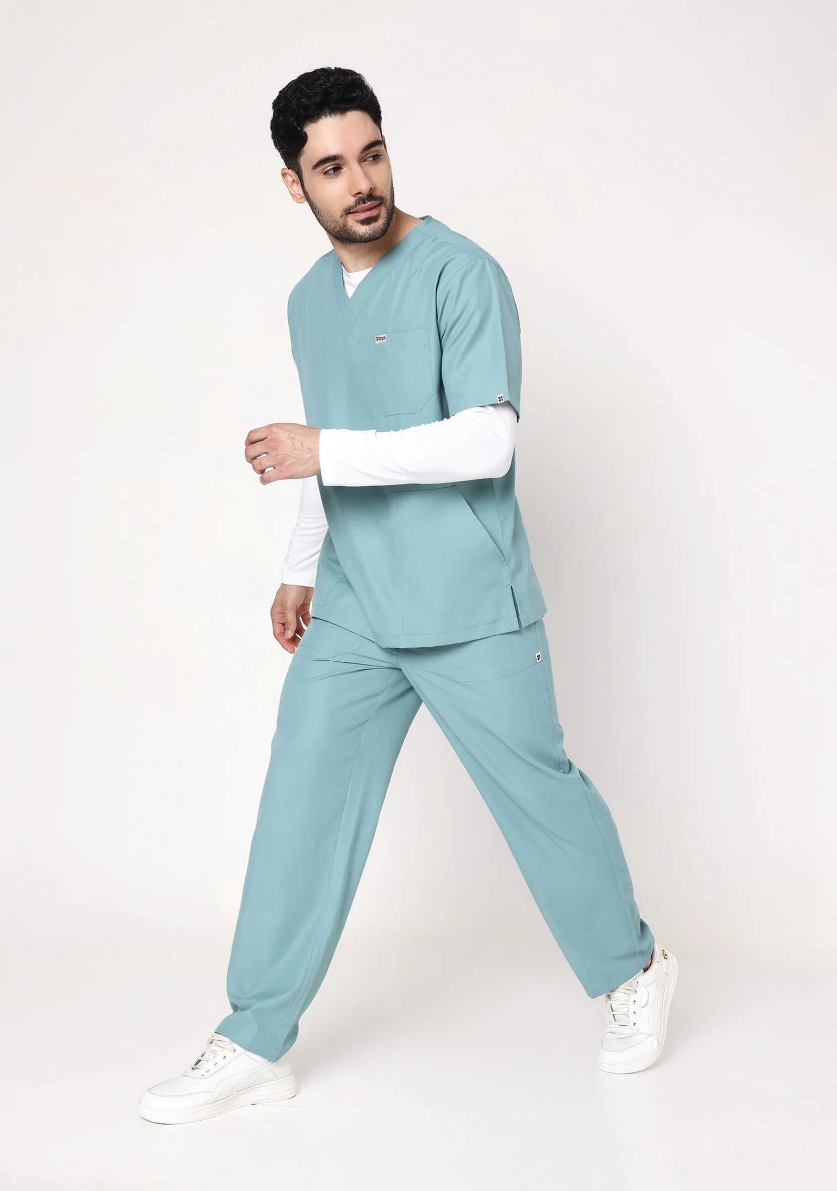 Classic Men's V-Neck (Eucalyptus) Scrub - Image 7