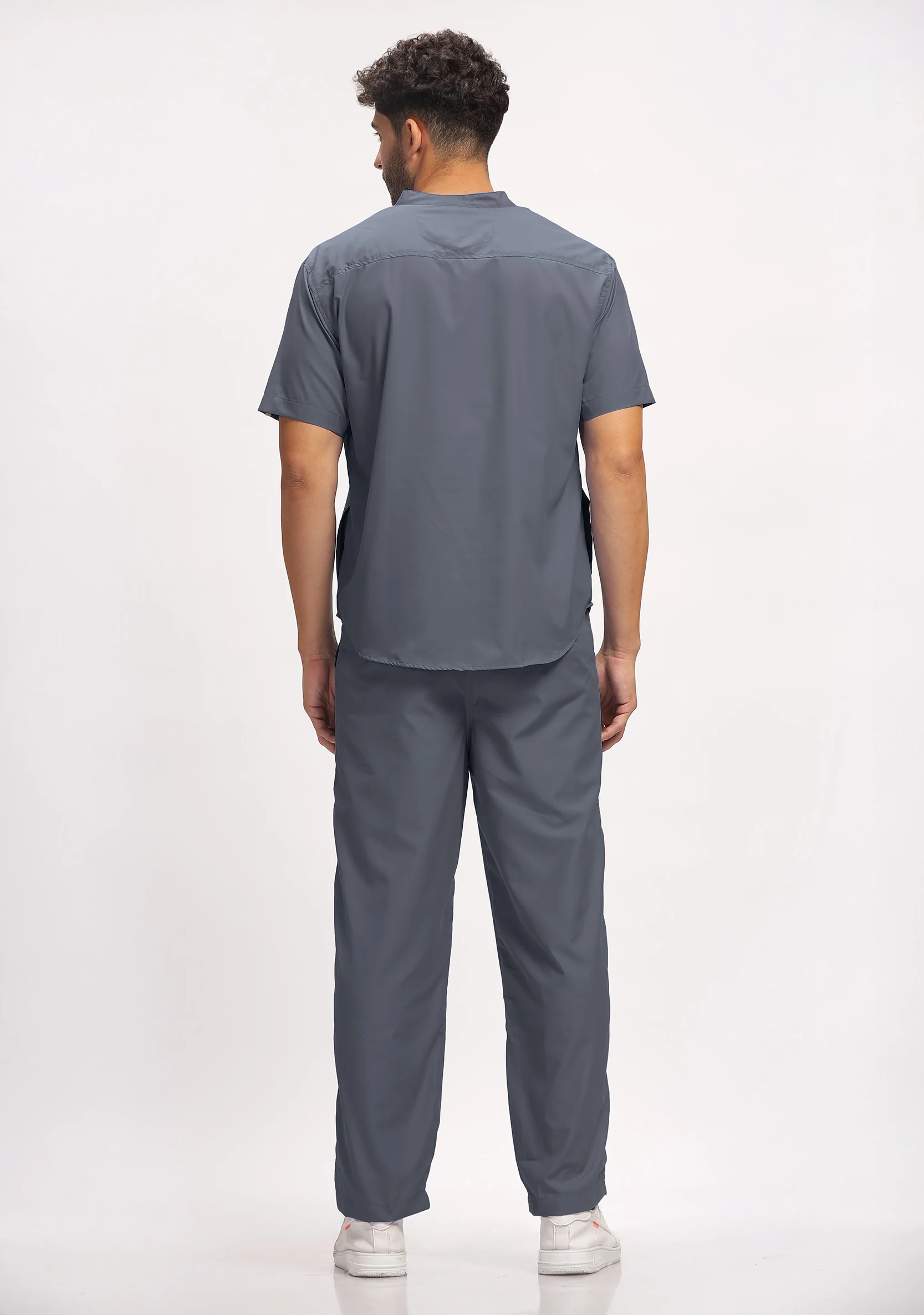Classic Men's Mandarin Collar (Heather Grey) Scrub - Image 6