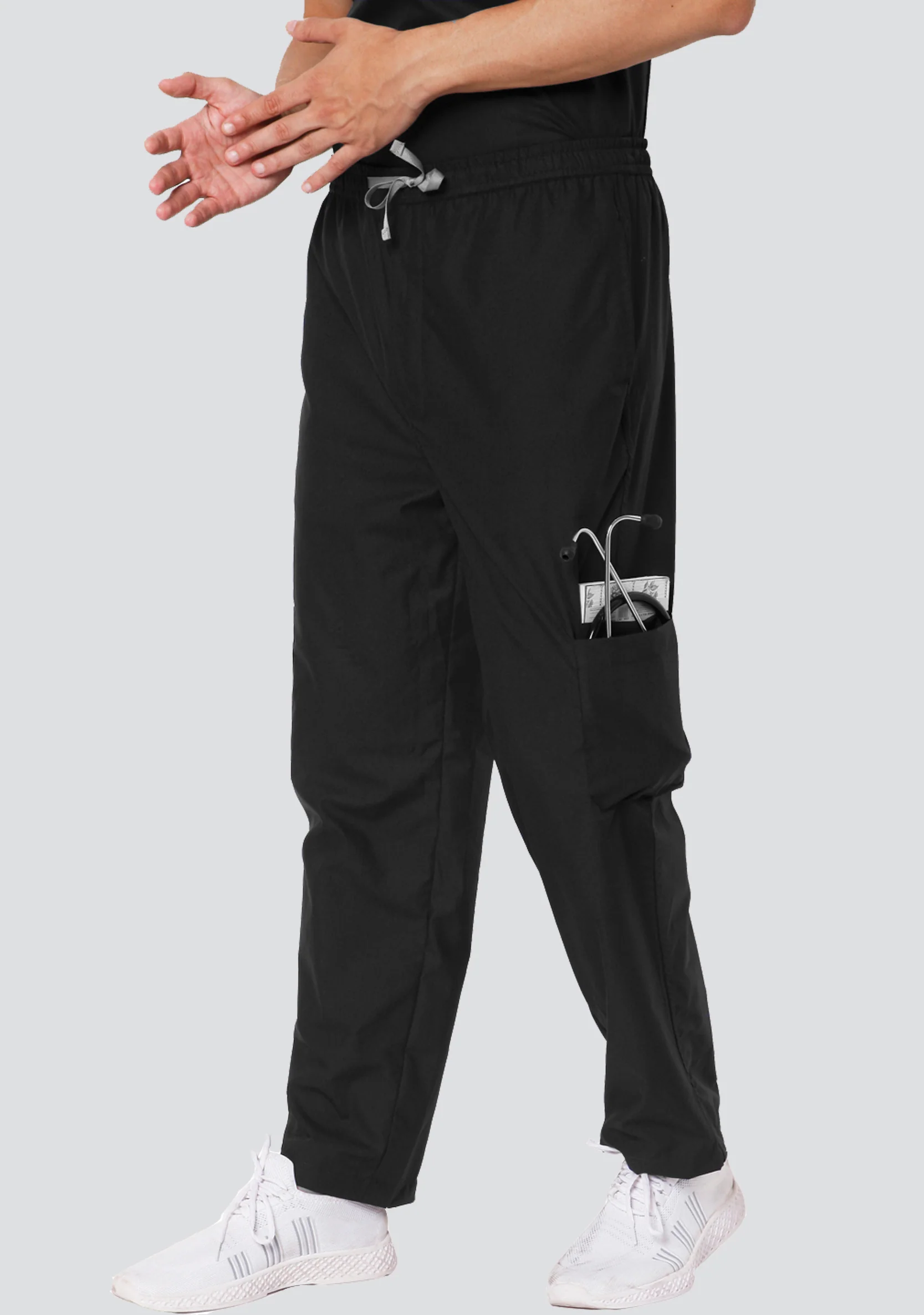 Classic Men's 6-Pocket Essential (Black) Scrub Bottom - Image 2