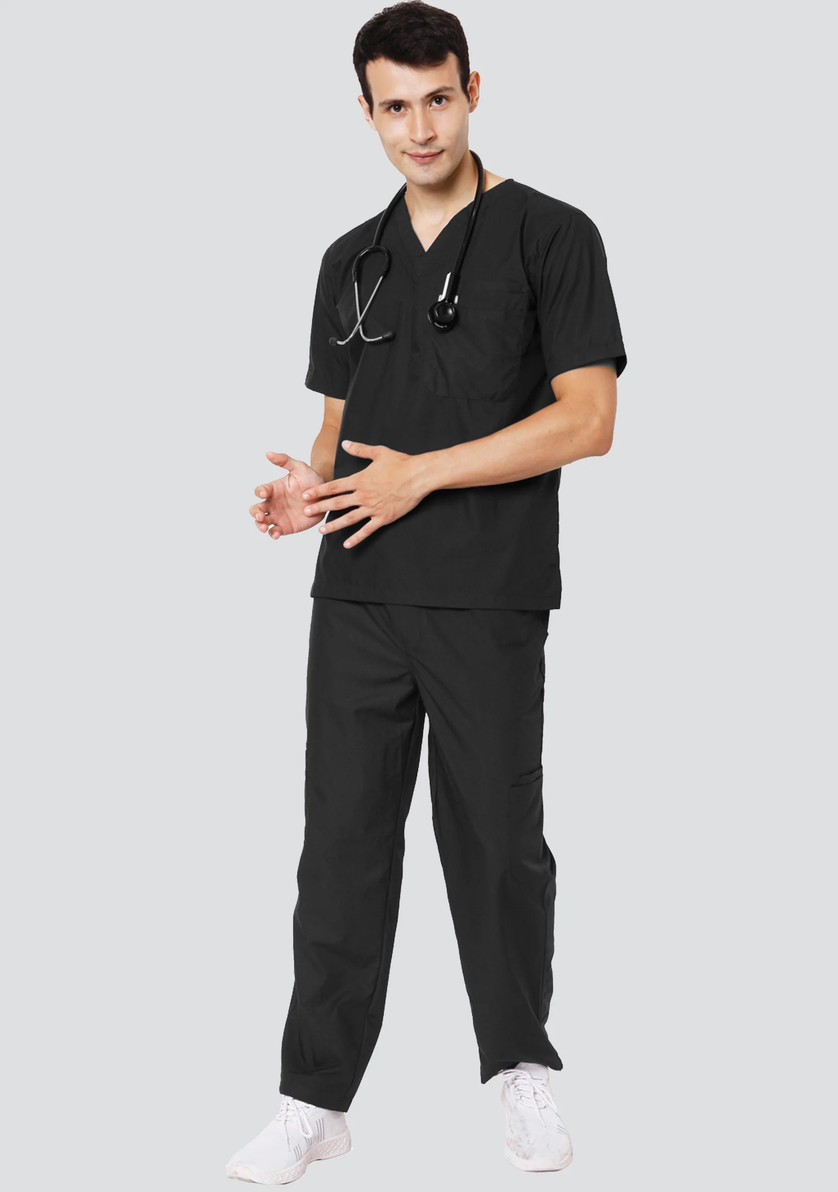 Classic Men's 6-Pocket Essential (Black) Scrub Bottom - Image 4