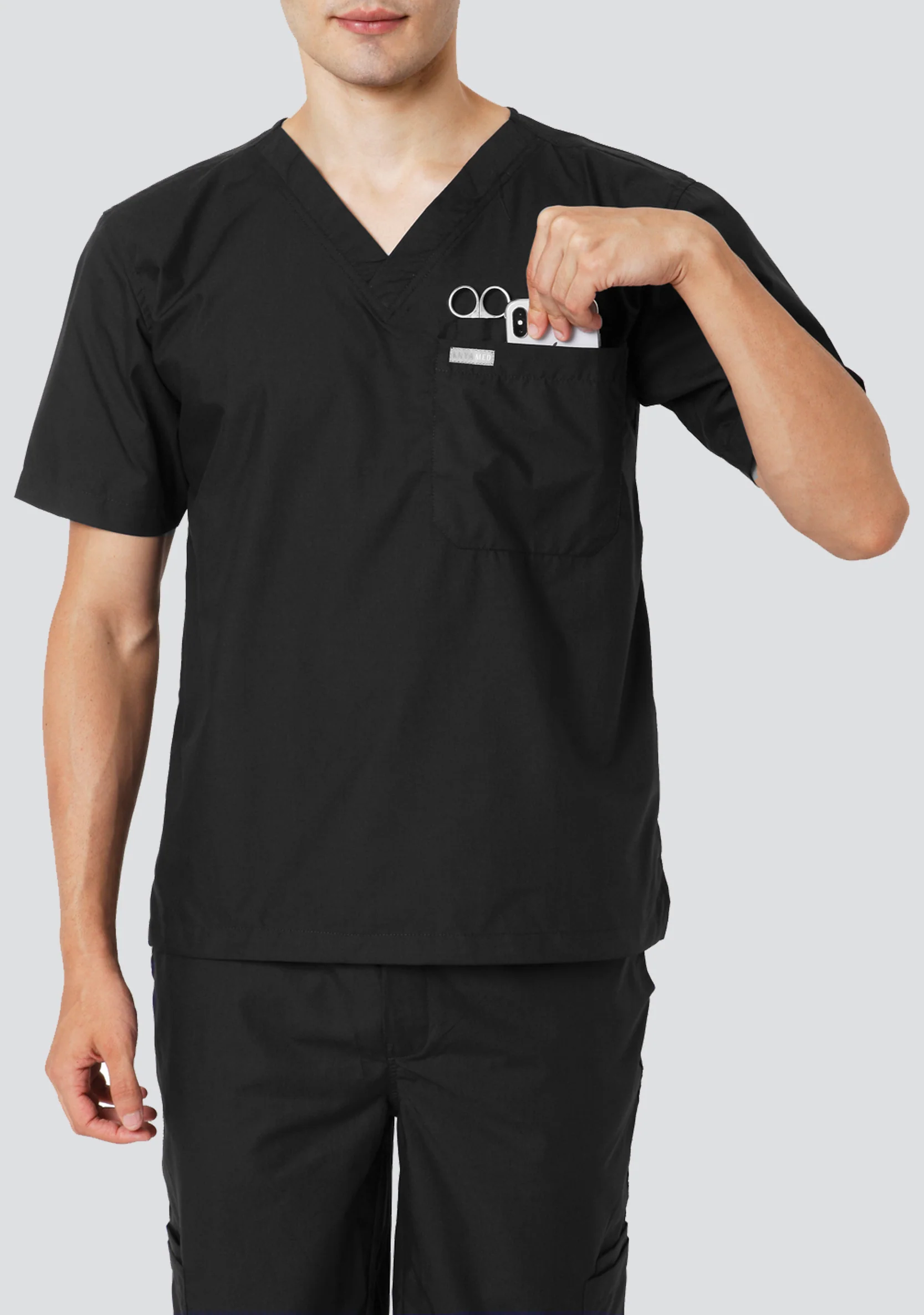 Classic Men's 6-Pocket Essential (Black) Scrub Bottom - Image 5