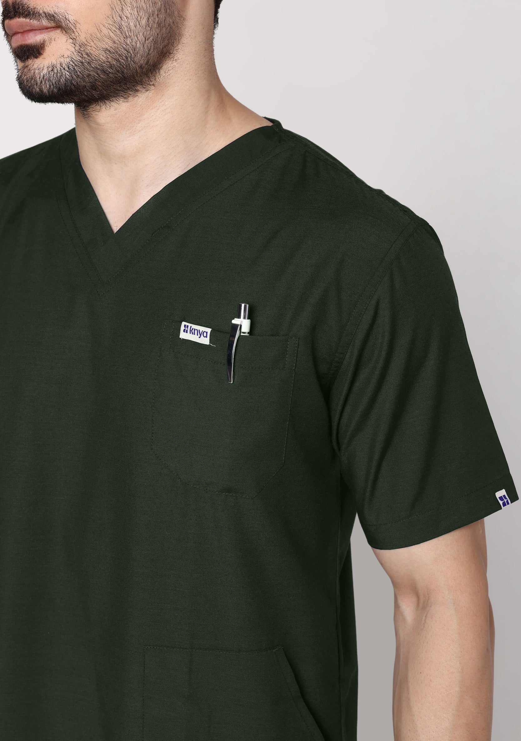 Classic Men's V-Neck (Military Green) Scrub - Image 5