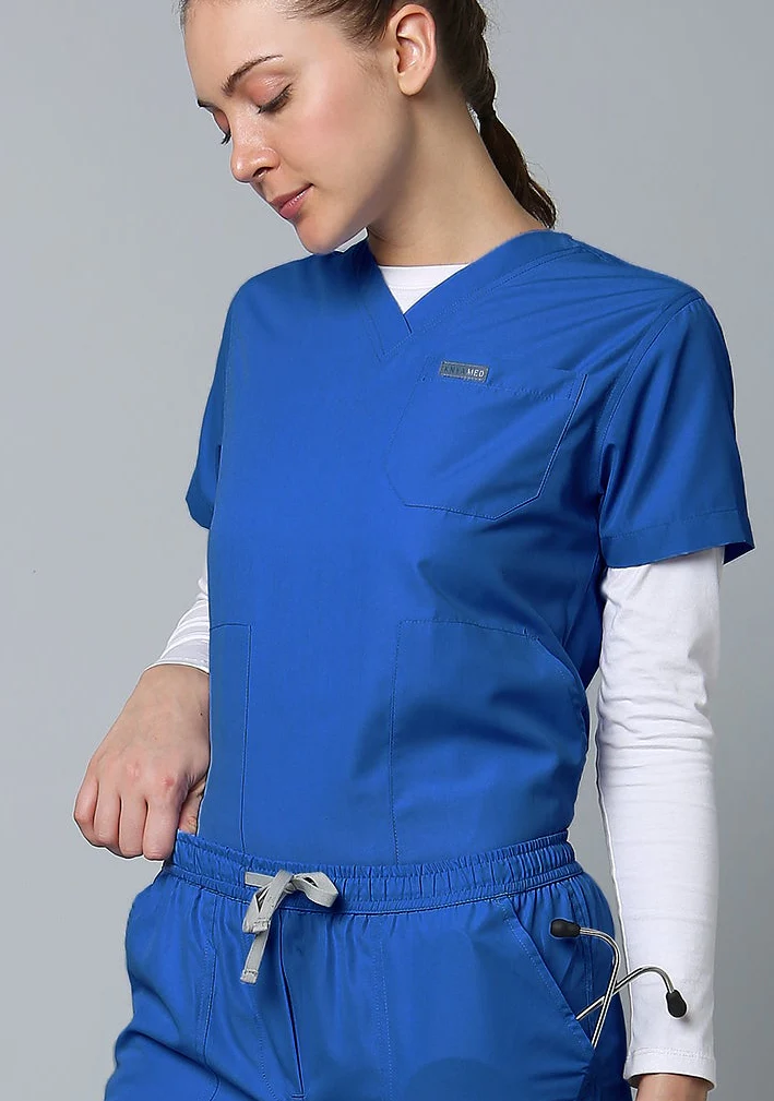 Classic Women's 3-Pocket (Galaxy Blue) Scrub Top
