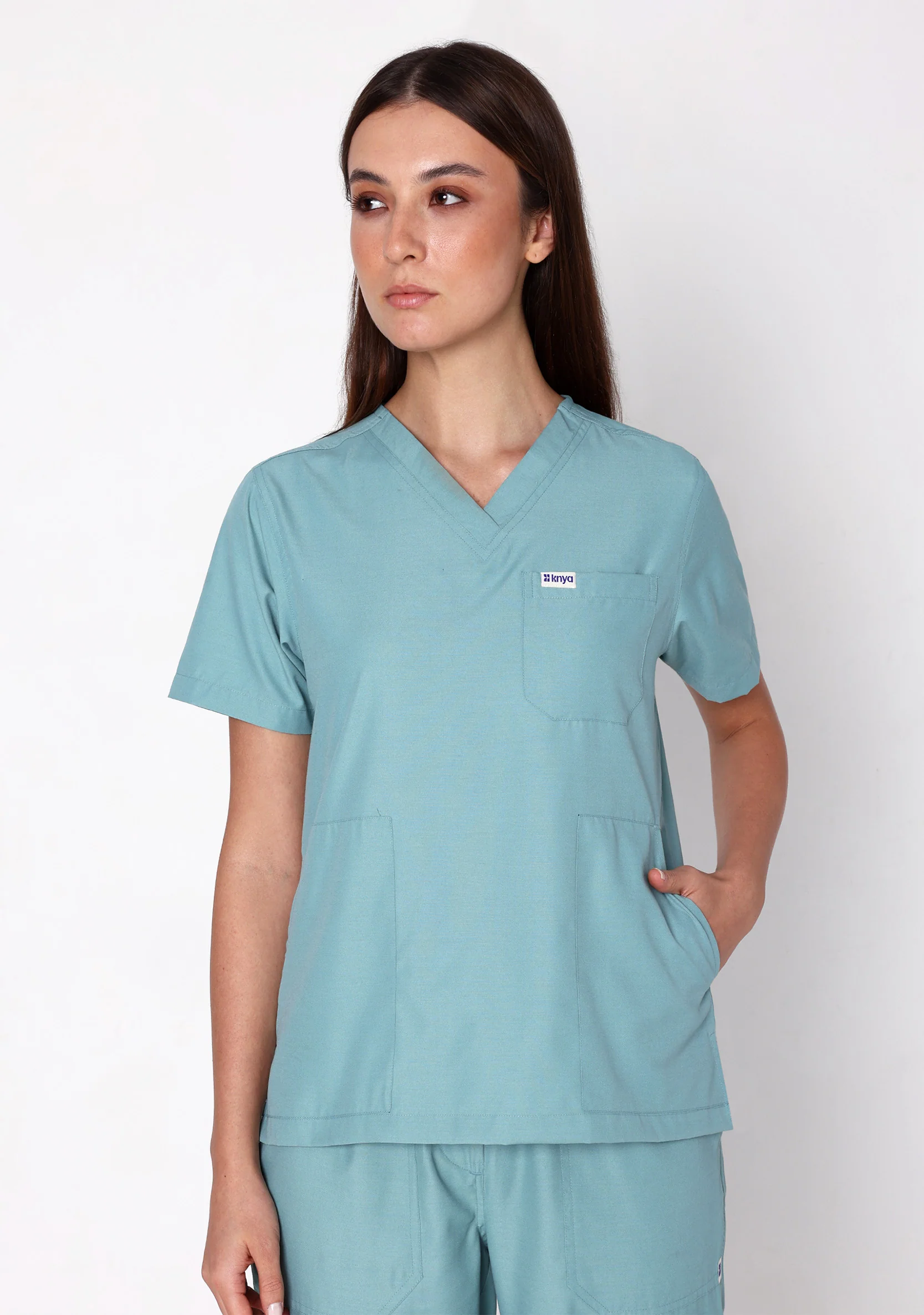 Classic Women's V-Neck (Eucalyptus) Scrub - Image 3
