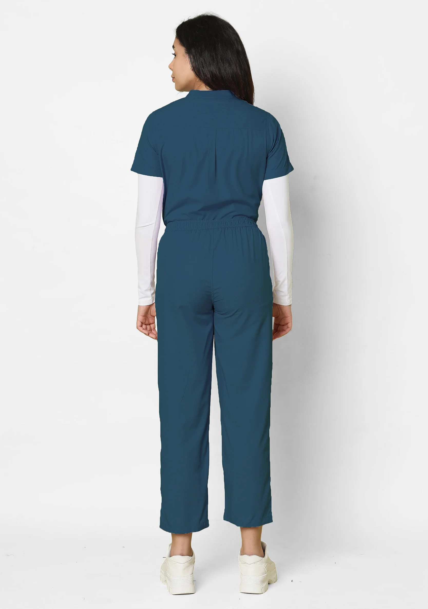 Classic Women's Mandarin Collar (Forest Green) Scrub - Image 5
