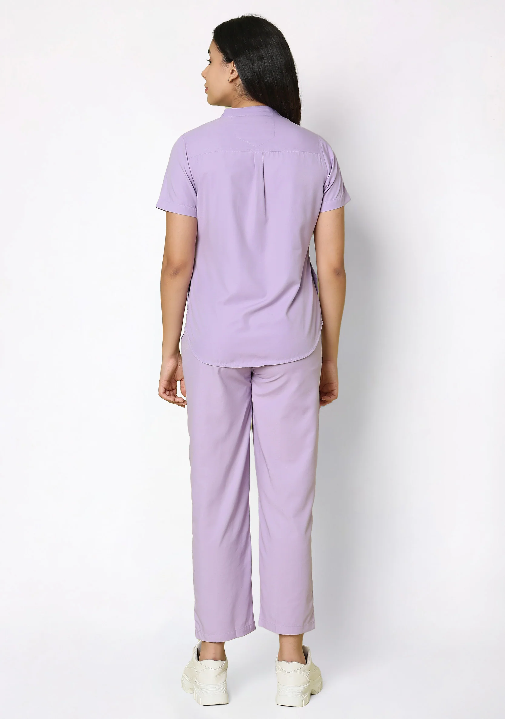 Classic Women's Mandarin Collar (Pastel Lilac) Scrub - Image 5