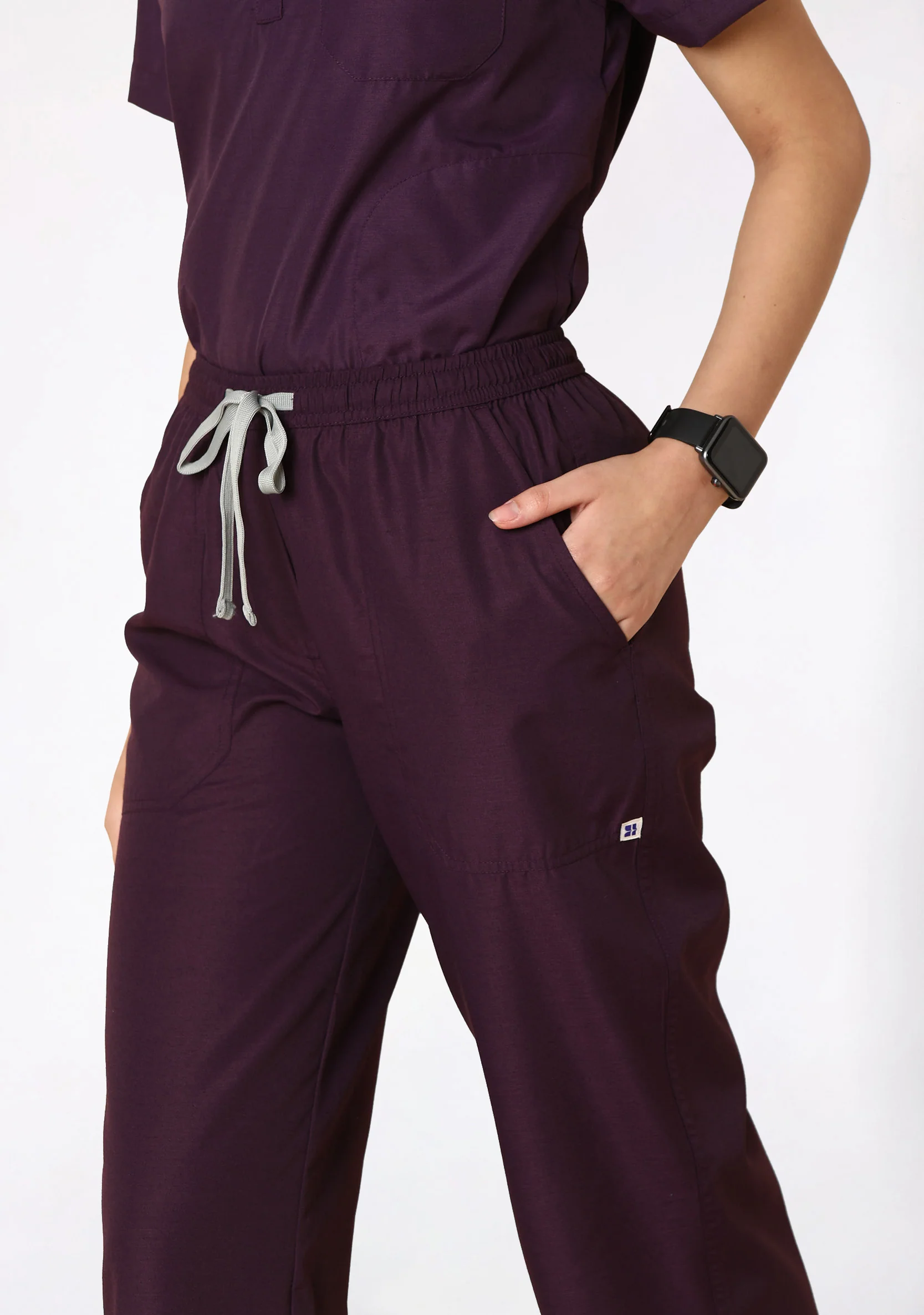 Classic Women's Mandarin Collar (Wine) Scrub - Image 3