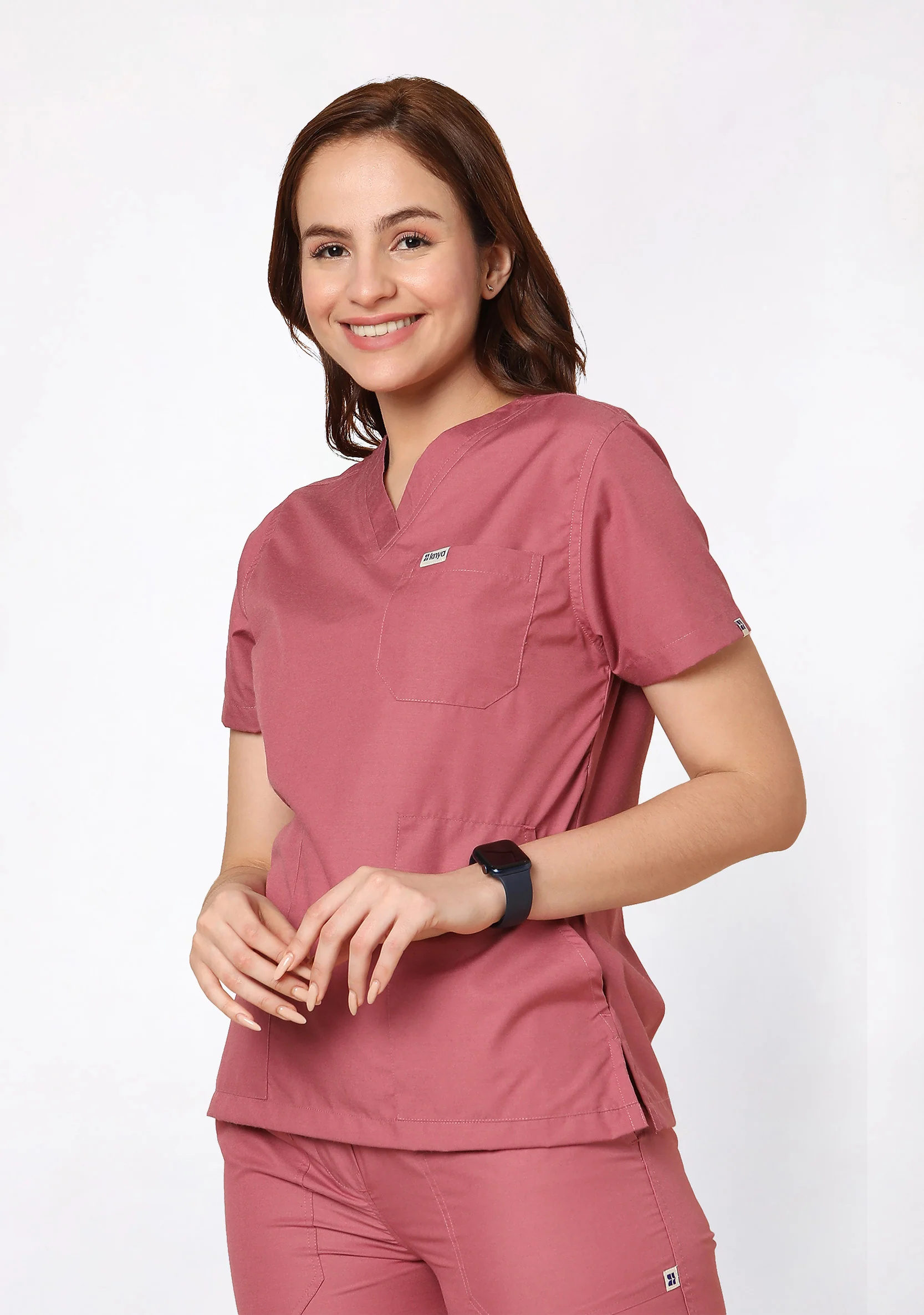 Classic Women's V-Neck (Mauve) Scrub - Image 2
