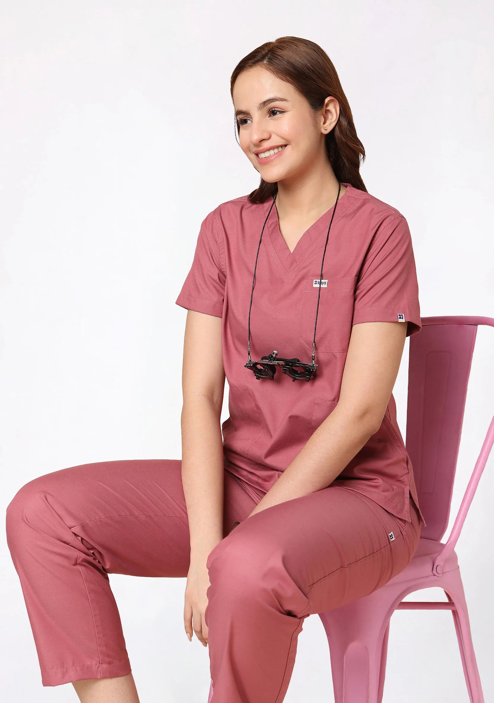 Classic Women's V-Neck (Mauve) Scrub - Image 6