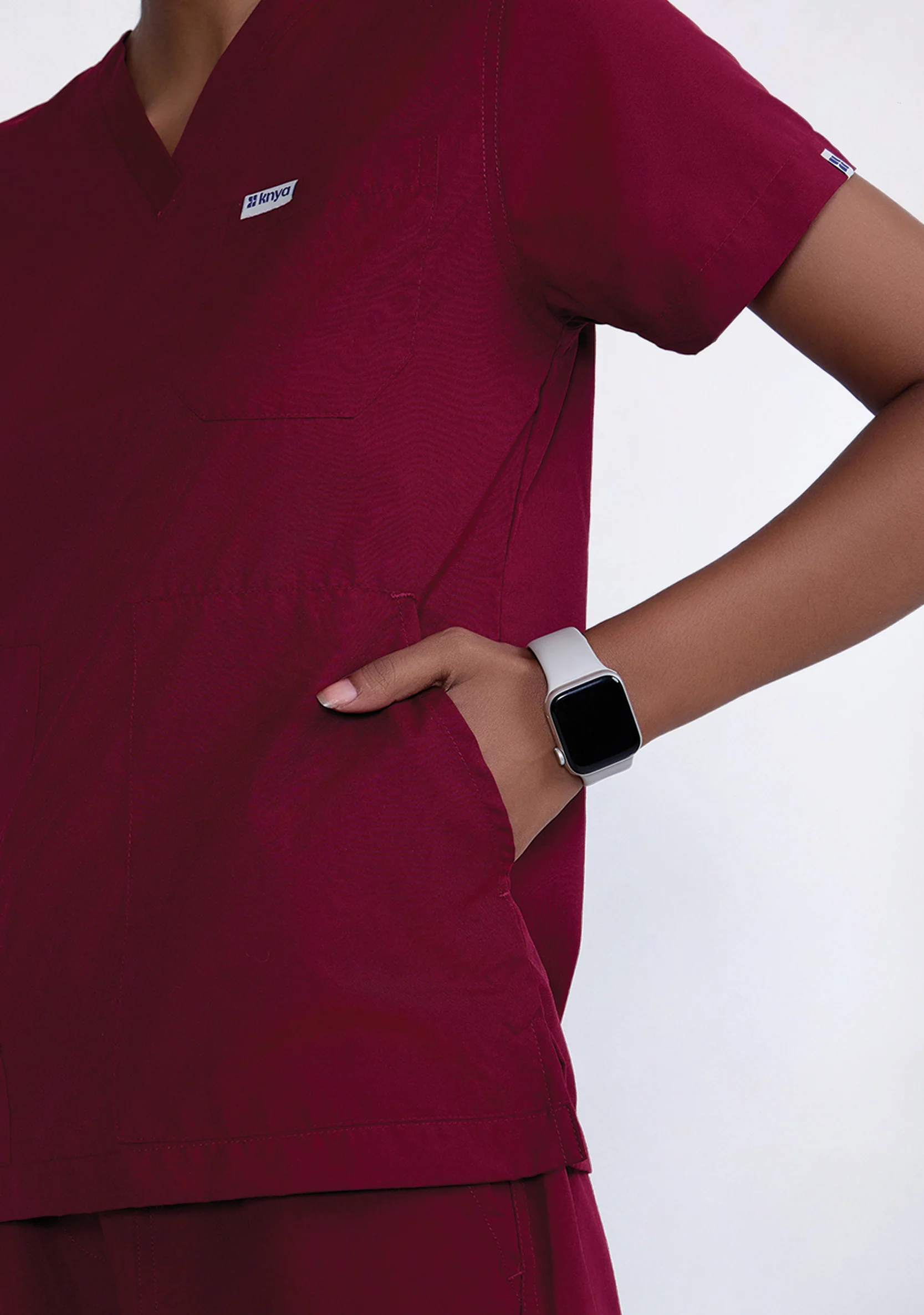 Classic Women's V-Neck (Maroon) Scrub - Image 3