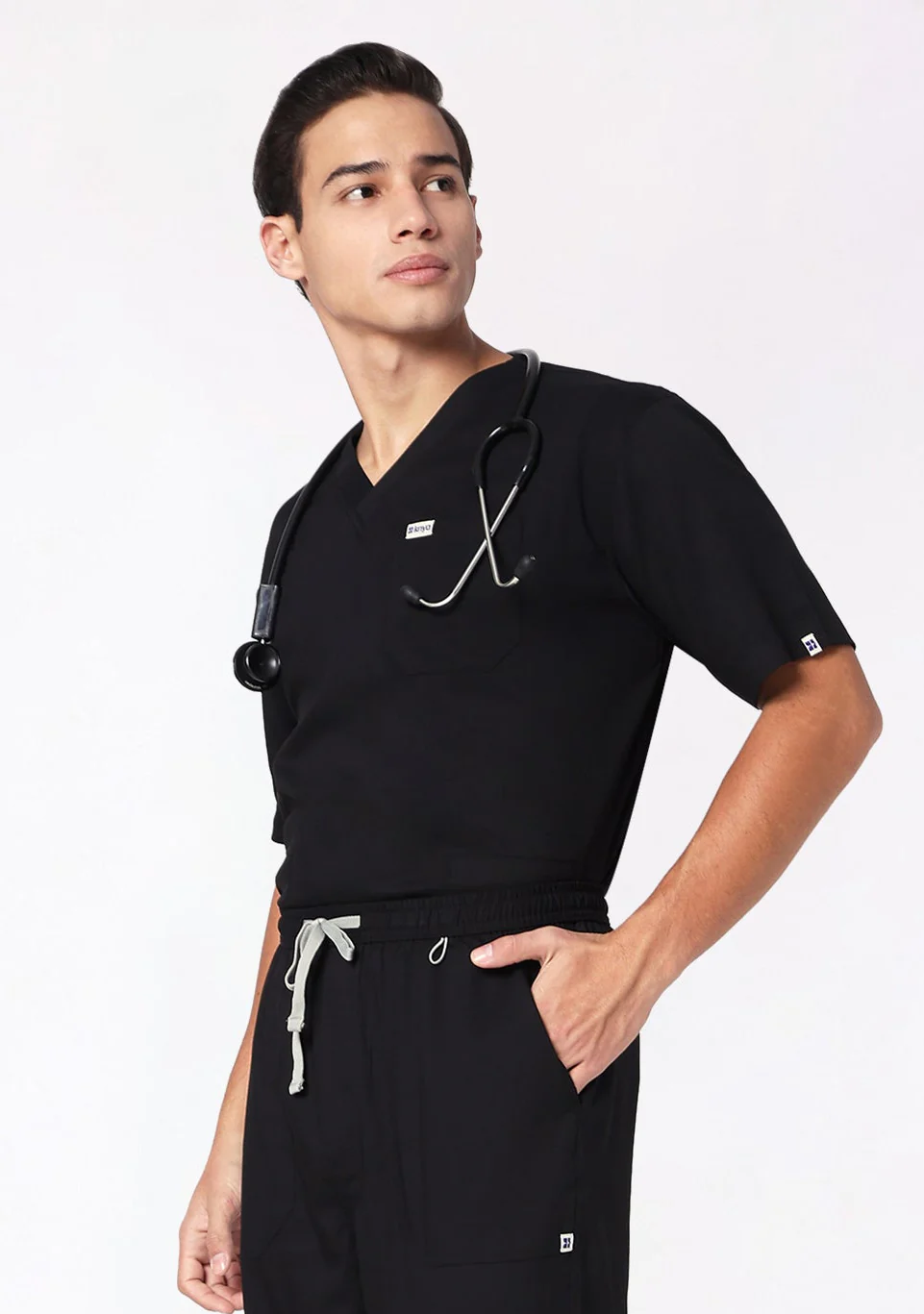 Ecoflex Lite Men's 3 Pocket (Black) Scrubs Top