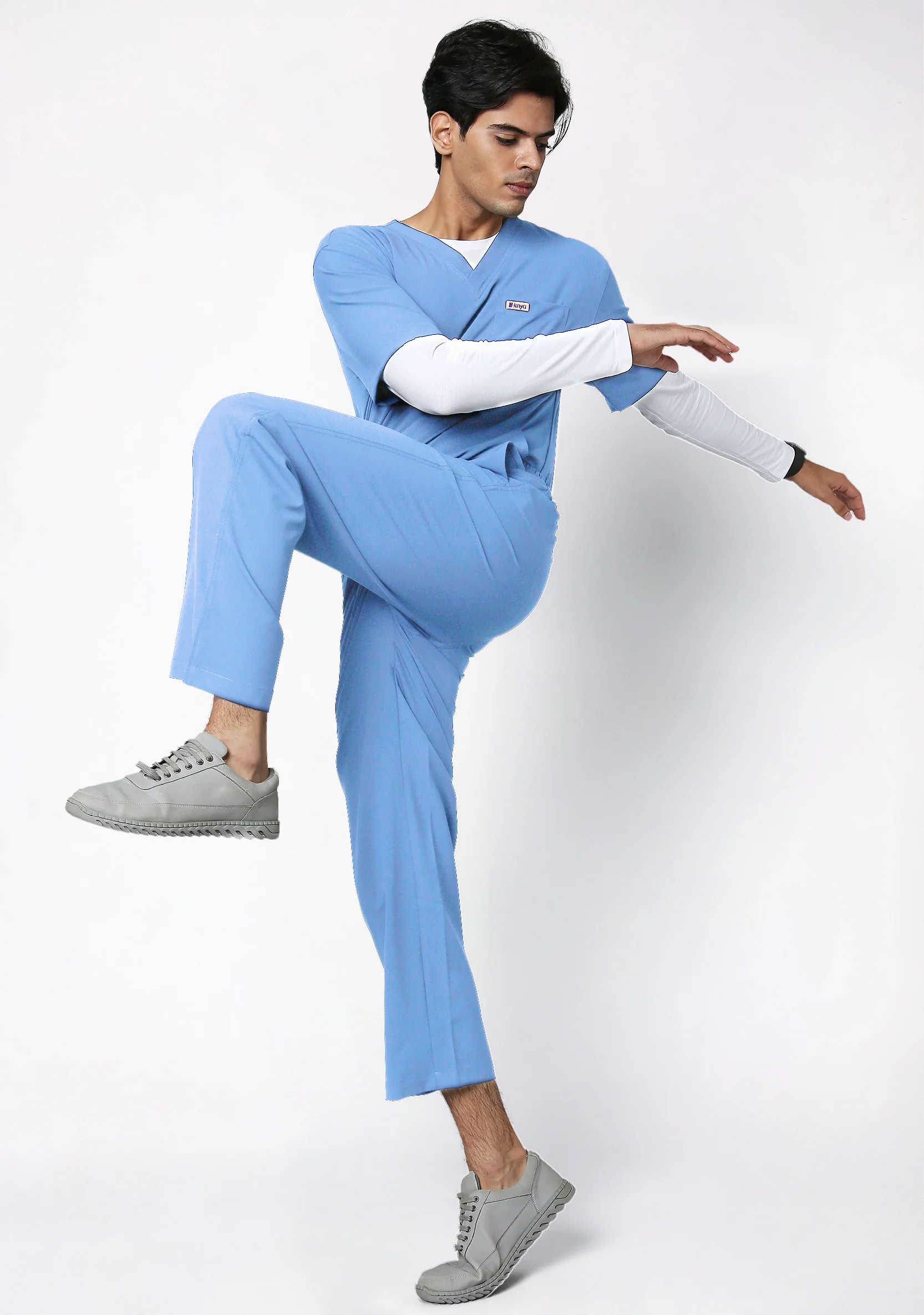 ecoflex™ Men's V-Neck (Ceil Blue) Scrub - Image 3