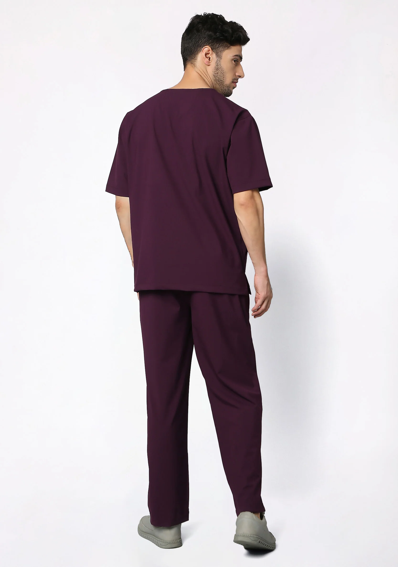ecoflex™ Men's V-Neck (Wine) Plus Size Scrub - Image 6