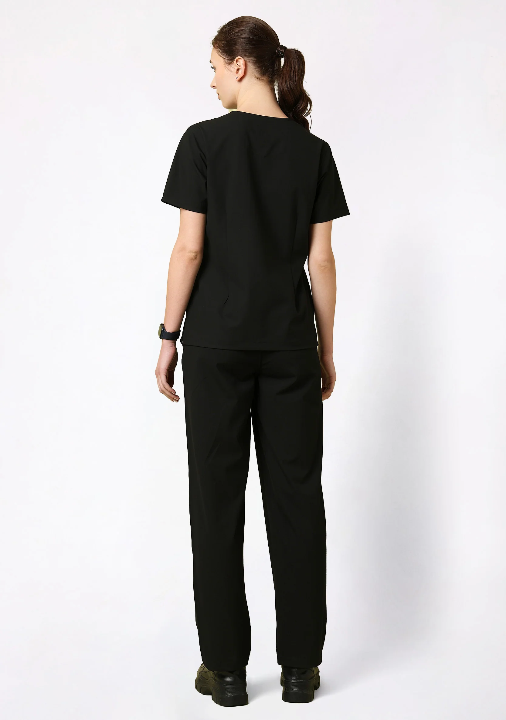 ecoflex™ Women's V-Neck (Black) Scrub - Image 5
