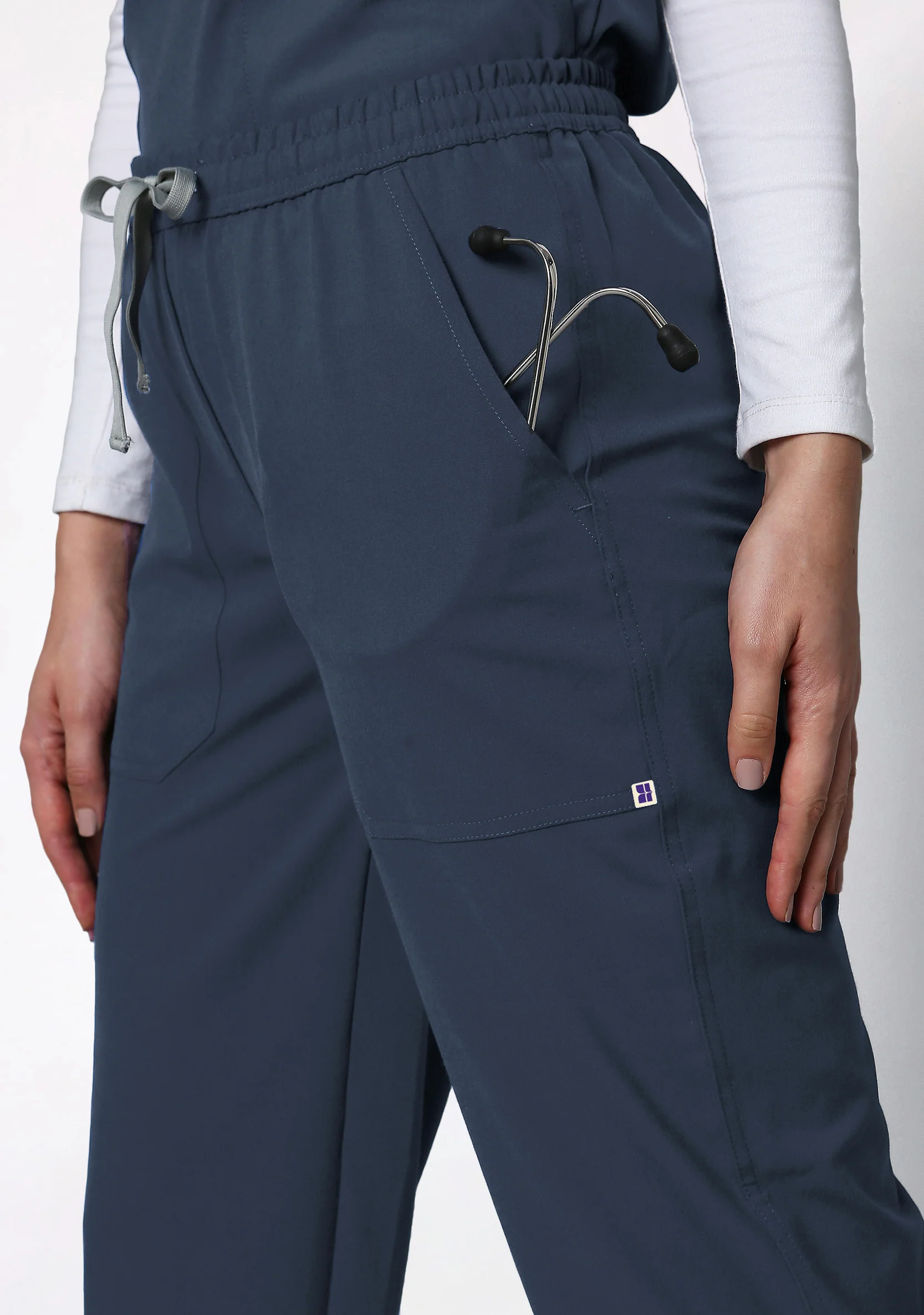 ecoflex™ Women's V-Neck (Steel Grey) Scrub - Image 3