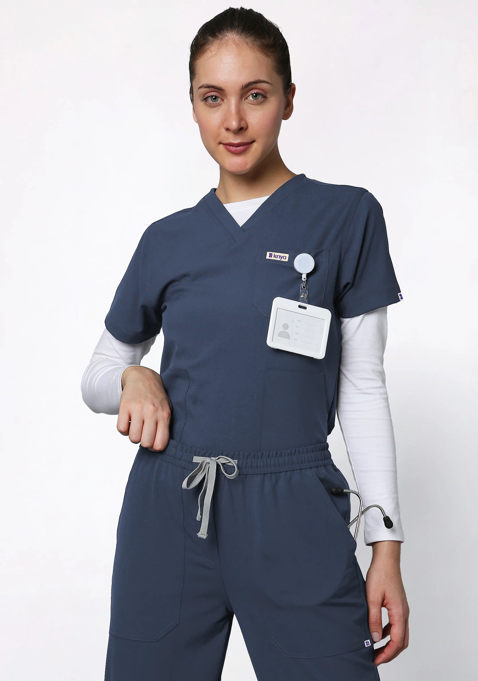 ecoflex™ Women's V-Neck (Steel Grey) Scrub - Image 4