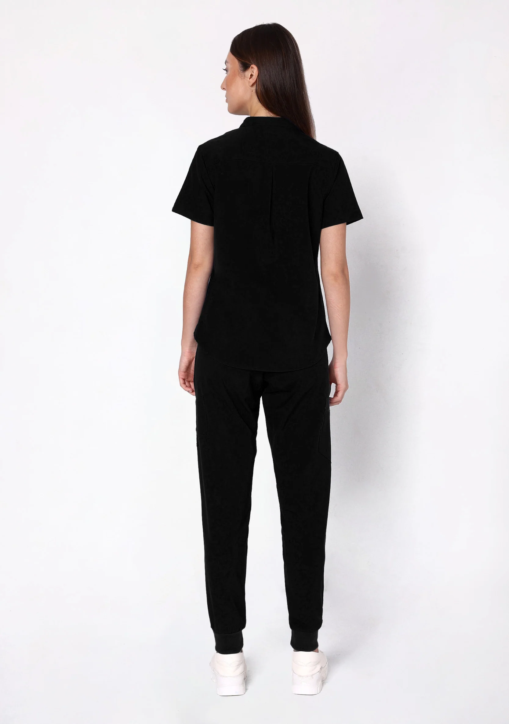 ecoflex™ Women's Mandarin Collar (Black) Scrubs - Image 6