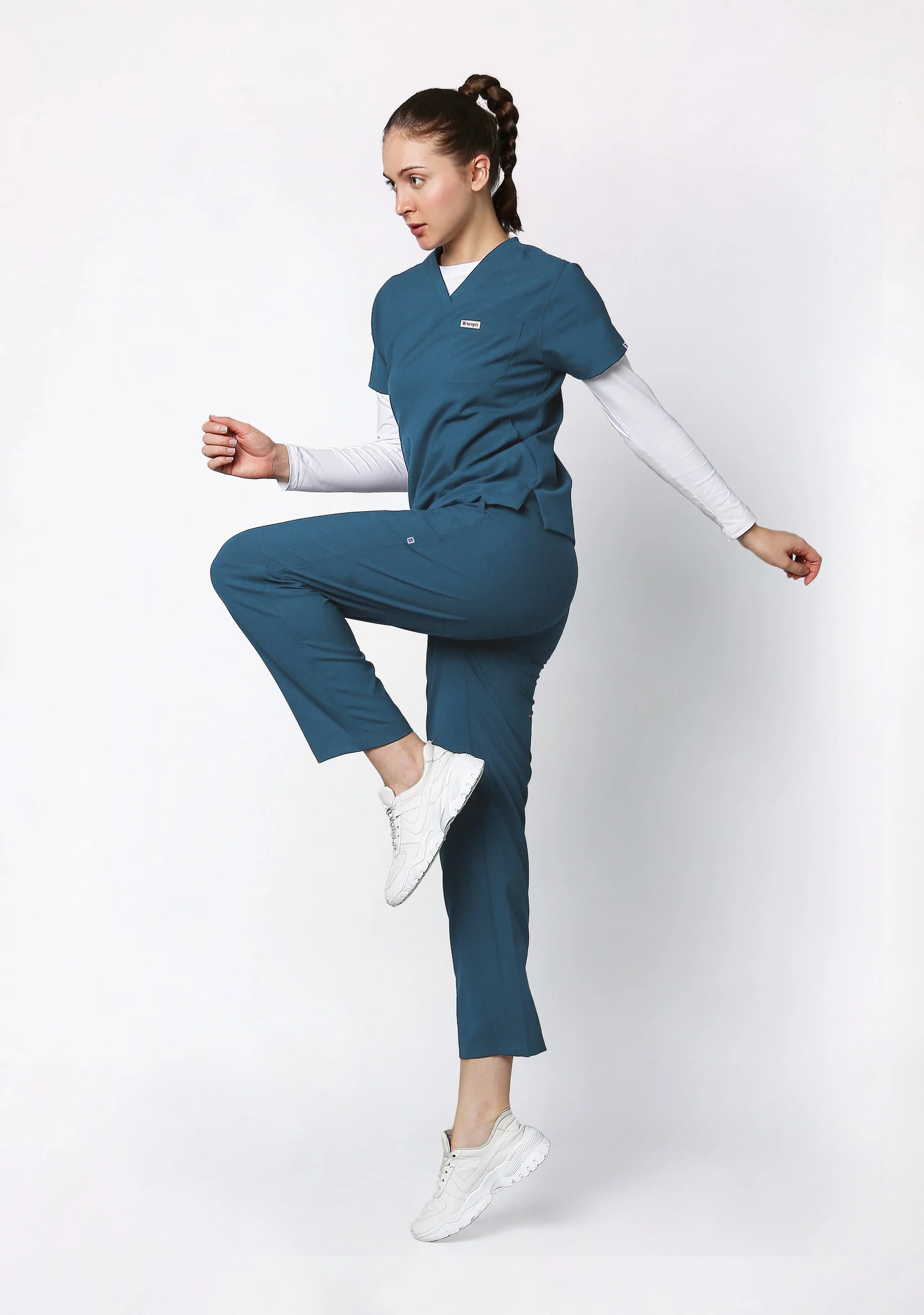 ecoflex™ Women's V-Neck (Forest Green) Scrub - Image 4