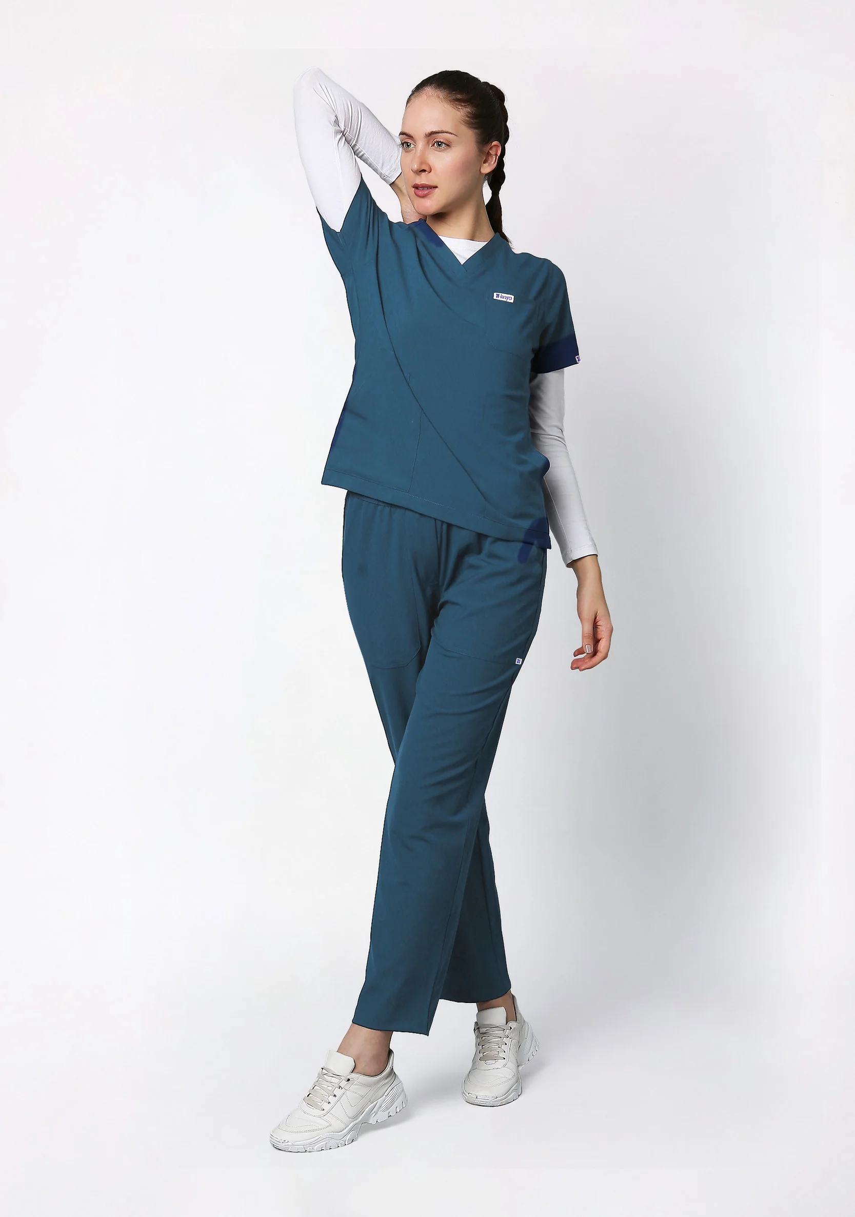 ecoflex™ Women's V-Neck (Forest Green) Scrub - Image 6